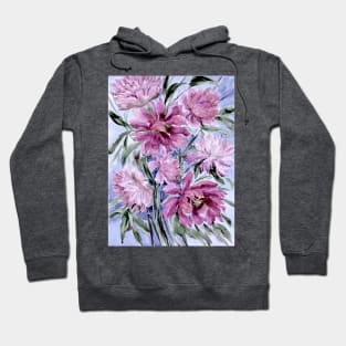 Peonies in Shadow Watercolor Painting Hoodie